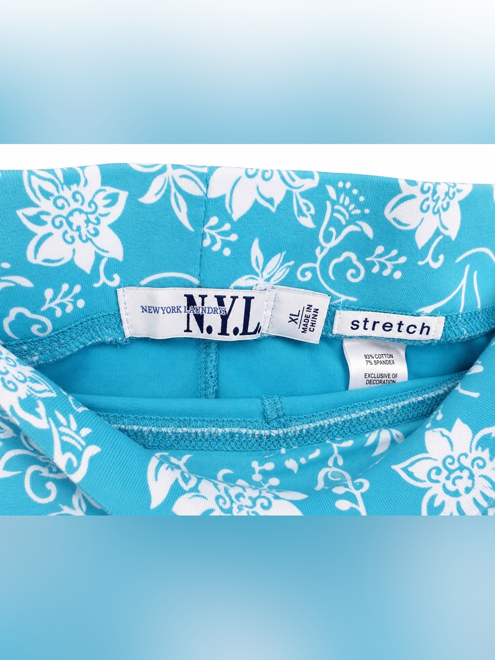 New York Laundry N.Y.L. Floral Stretch Skort –‎ Aqua Blue White Print XL - Picture 4 of 4